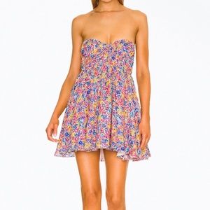 FOR LOVE AND LEMONS Sasha floral-print strapless bustier mini dress